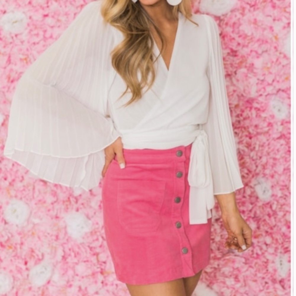 Hot Pink Corduroy Skirt